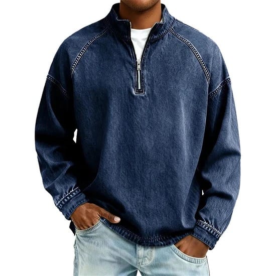 VINTAGE QUARTER ZIP SHIRT FOR MEN