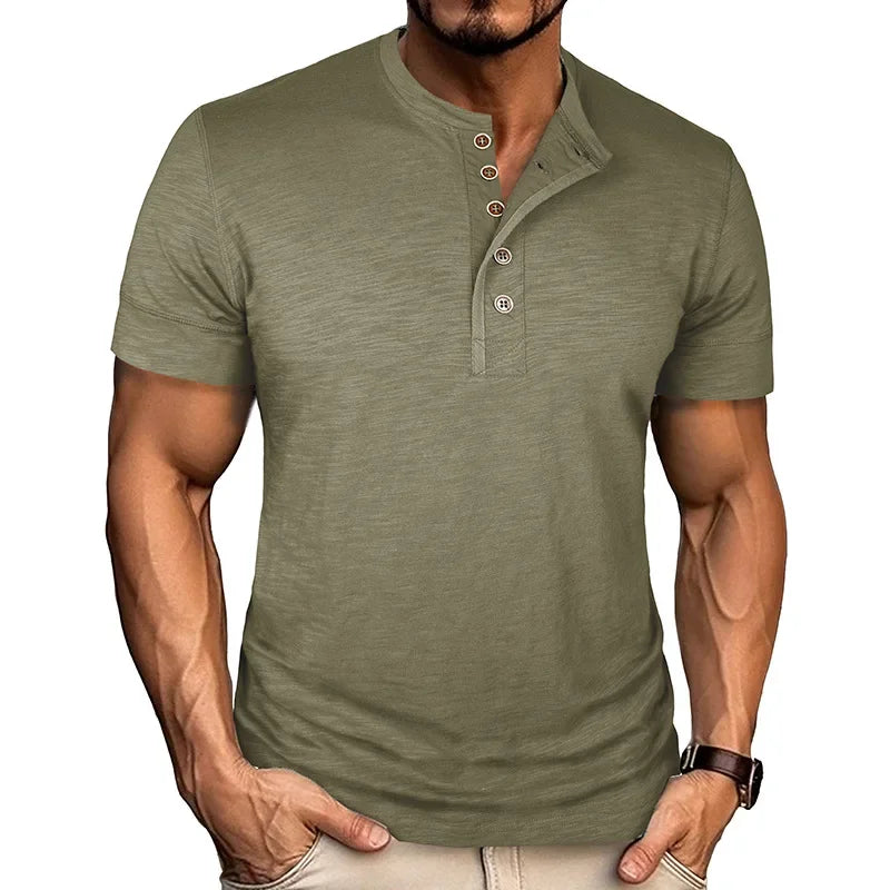 HENLEY NECK T-SHIRT FOR MEN