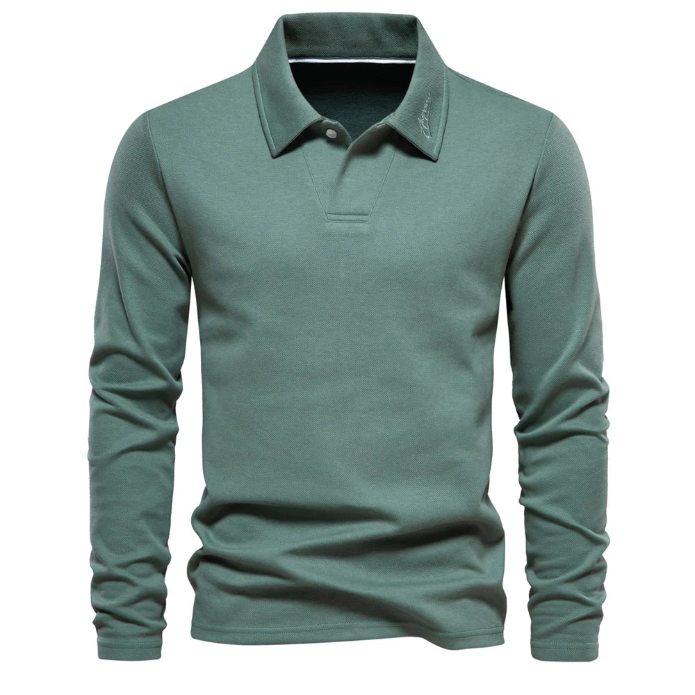 LONG SLEEVE COTTON POLO FOR MEN