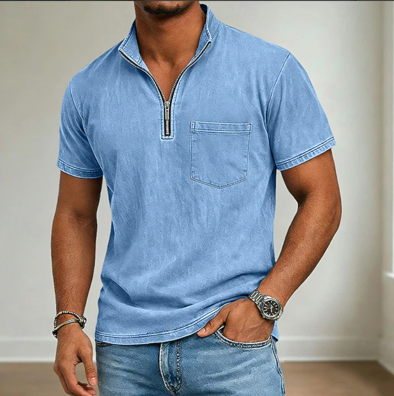 HALF ZIP POLO SHIRT FOR MEN