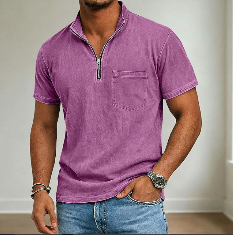 HALF ZIP POLO SHIRT FOR MEN