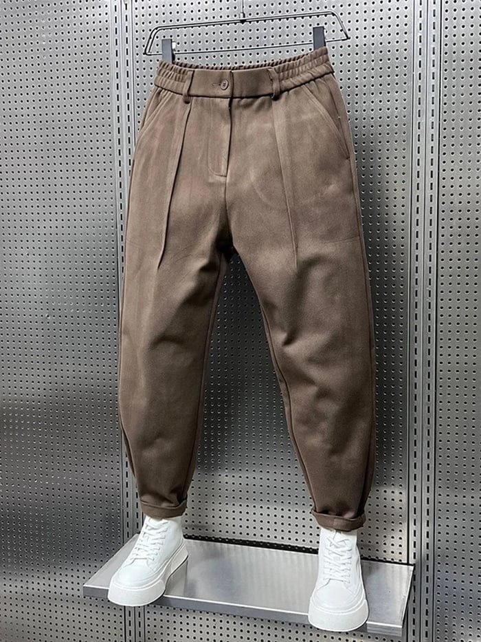 BRUSHED WOOL TWILL TROUSERS FOR MEN