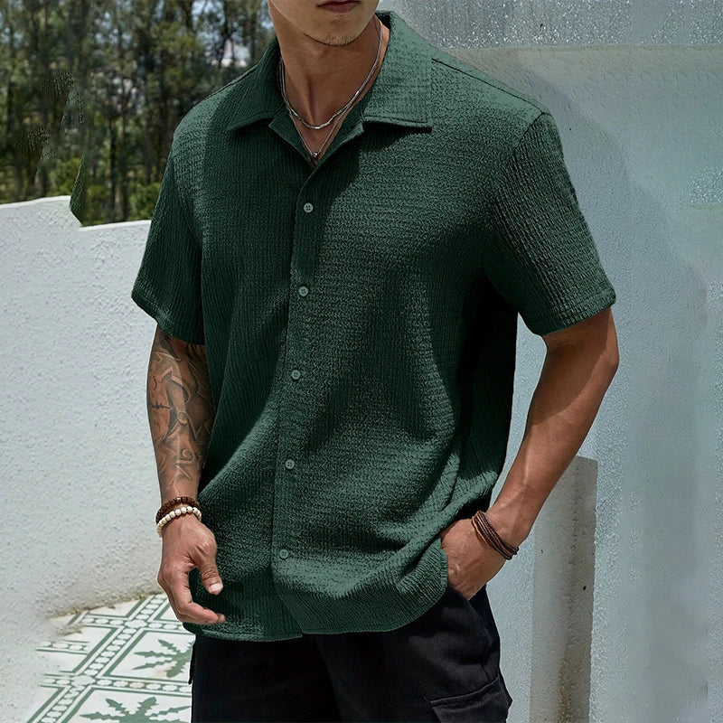 TEXTURED CUBAN SHIRT FOR MEN
