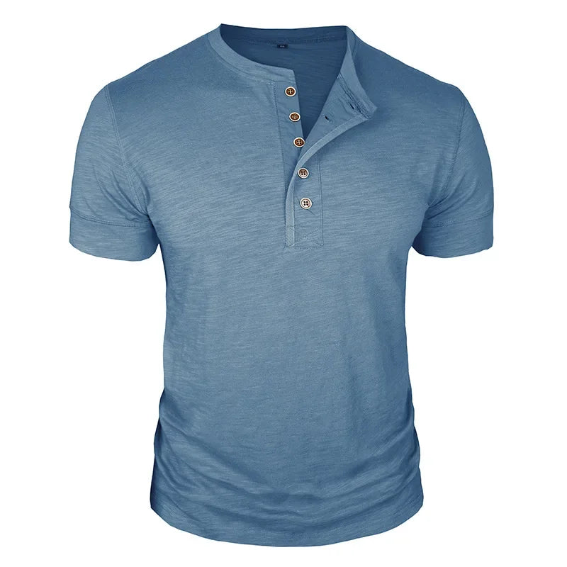 HENLEY NECK T-SHIRT FOR MEN