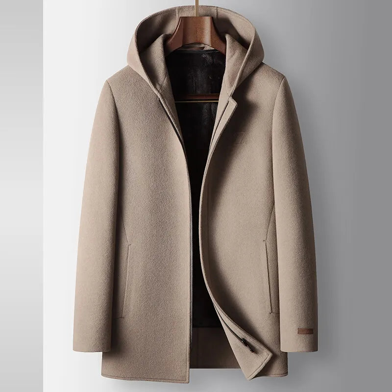 CLASSIC WOOL HOODED COAT FOR MEN