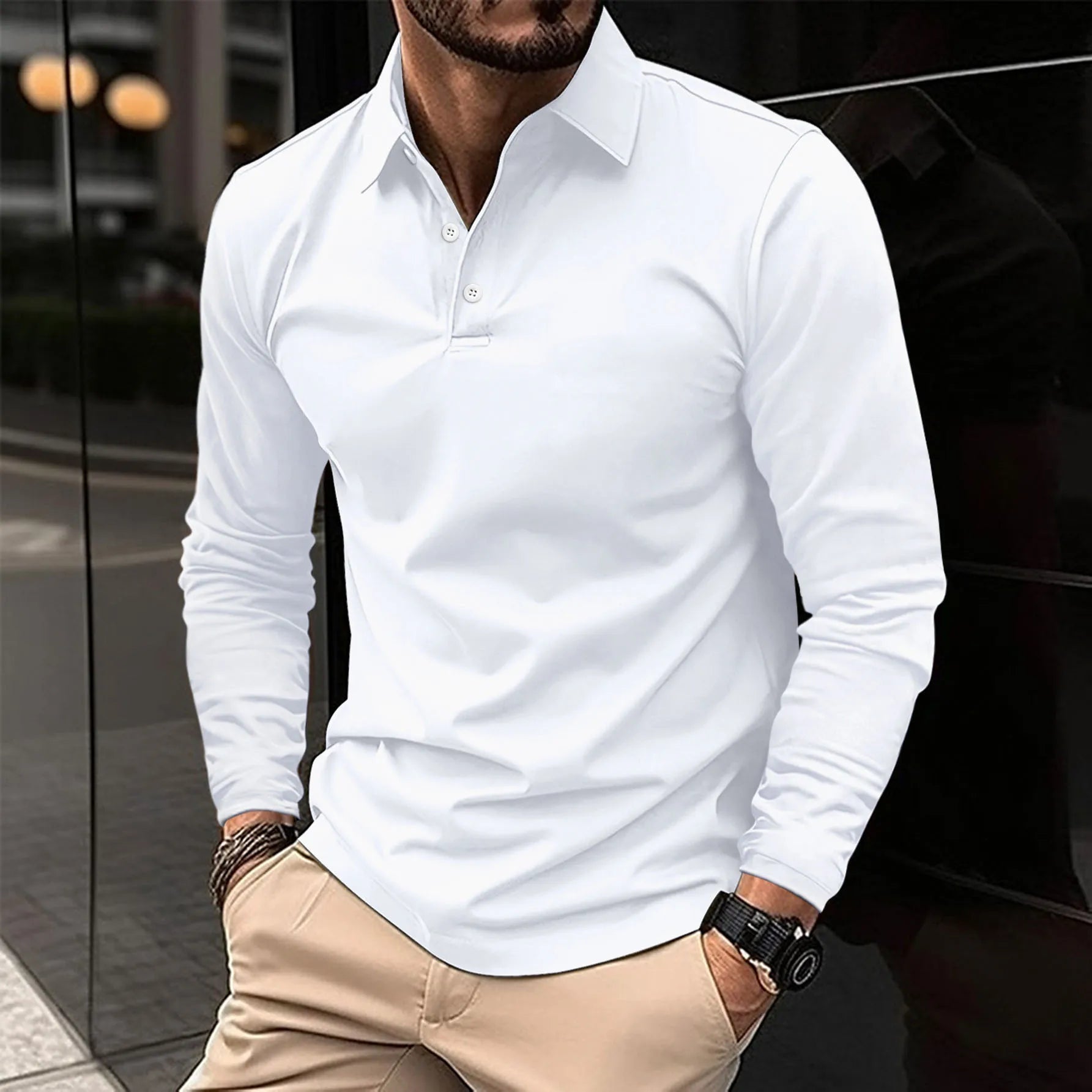 LONG SLEEVE POLO SHIRT FOR MEN
