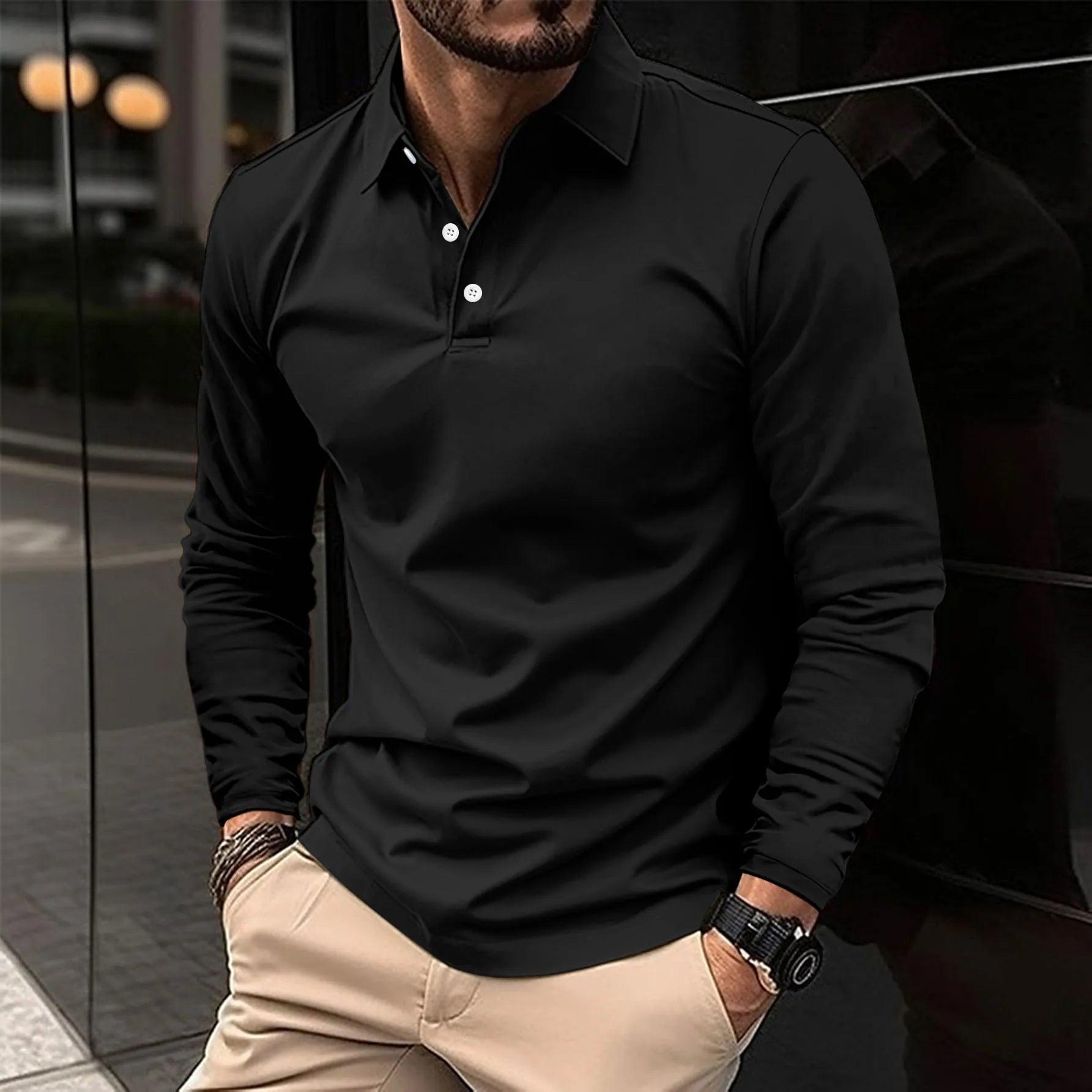 LONG SLEEVE POLO SHIRT FOR MEN