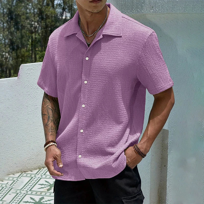 TEXTURED CUBAN SHIRT FOR MEN