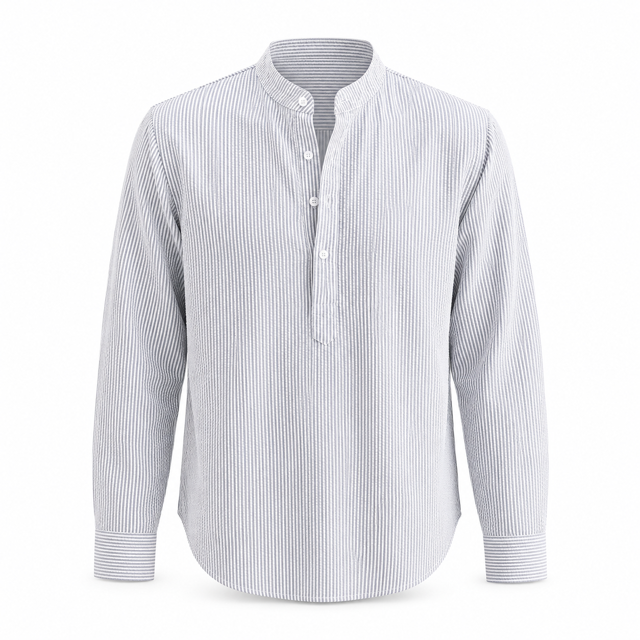 STRIPED BAND COLLAR SHIRT FOR MEN