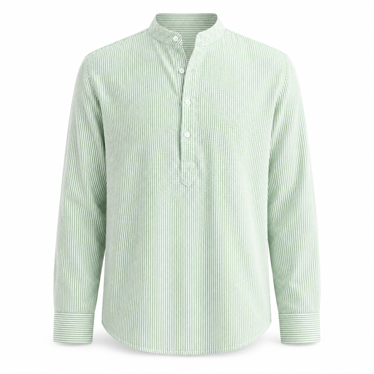 STRIPED BAND COLLAR SHIRT FOR MEN