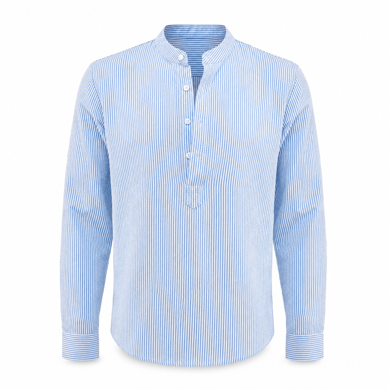 STRIPED BAND COLLAR SHIRT FOR MEN