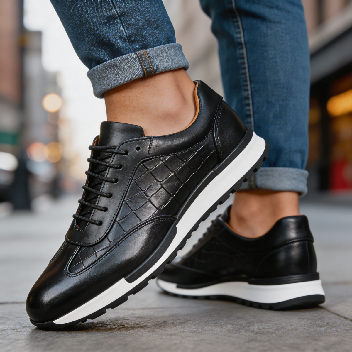 TEXTURED COWHIDE SNEAKERS FOR MEN