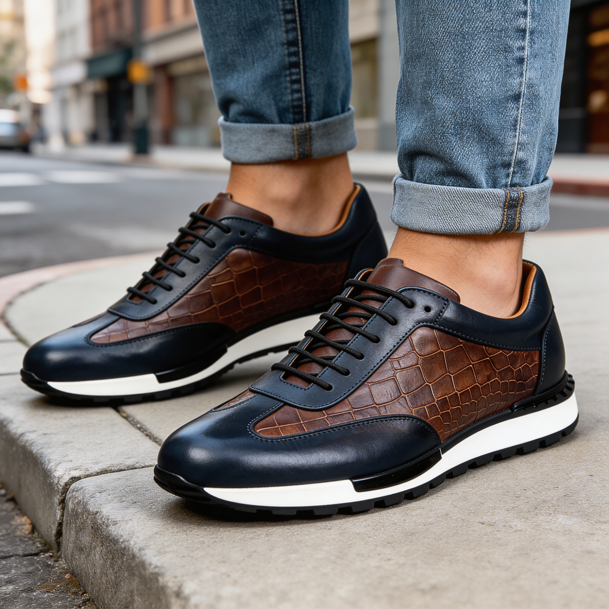 TEXTURED COWHIDE SNEAKERS FOR MEN