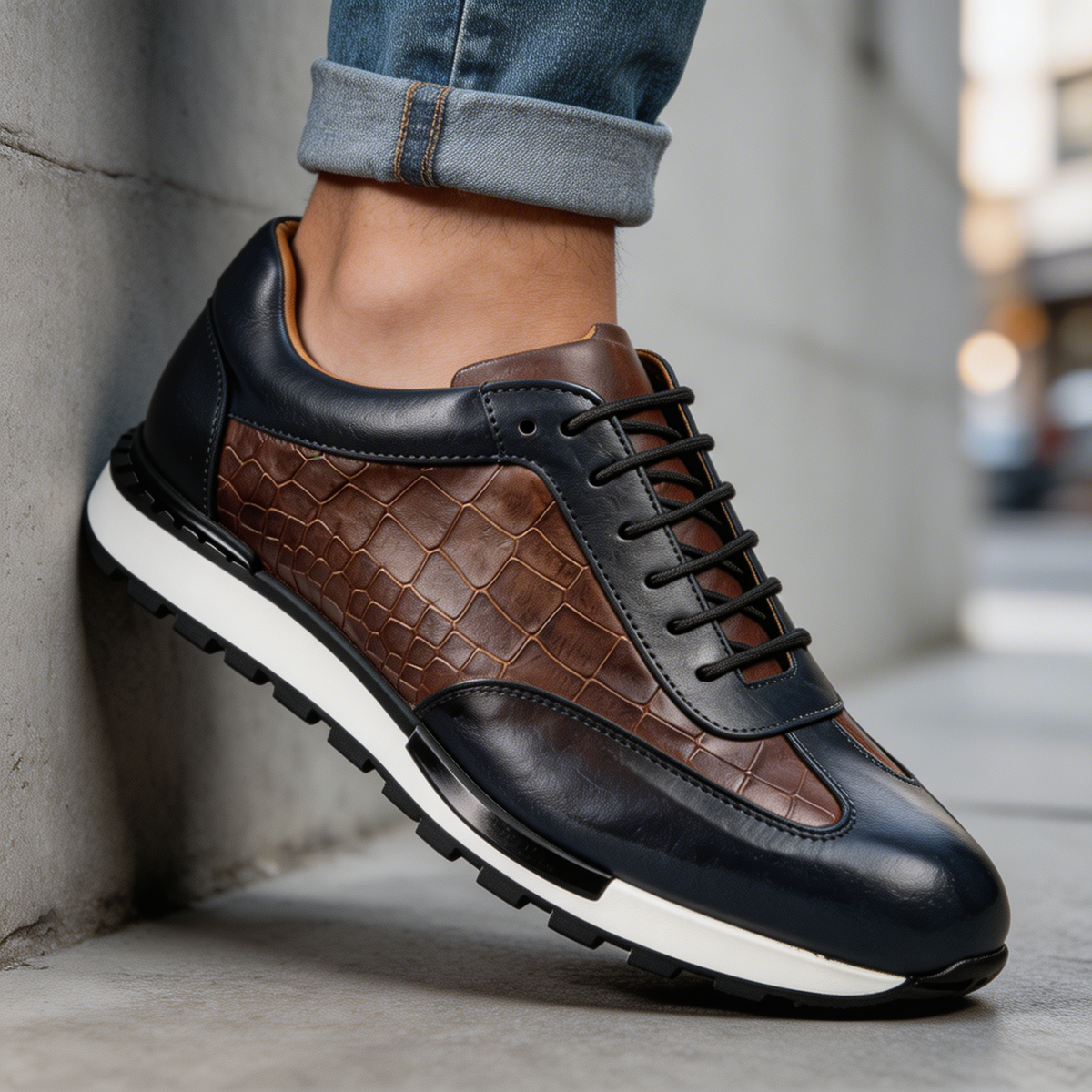 TEXTURED COWHIDE SNEAKERS FOR MEN