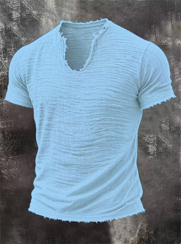 TEXTURED V-NECK T-SHIRT FOR MEN