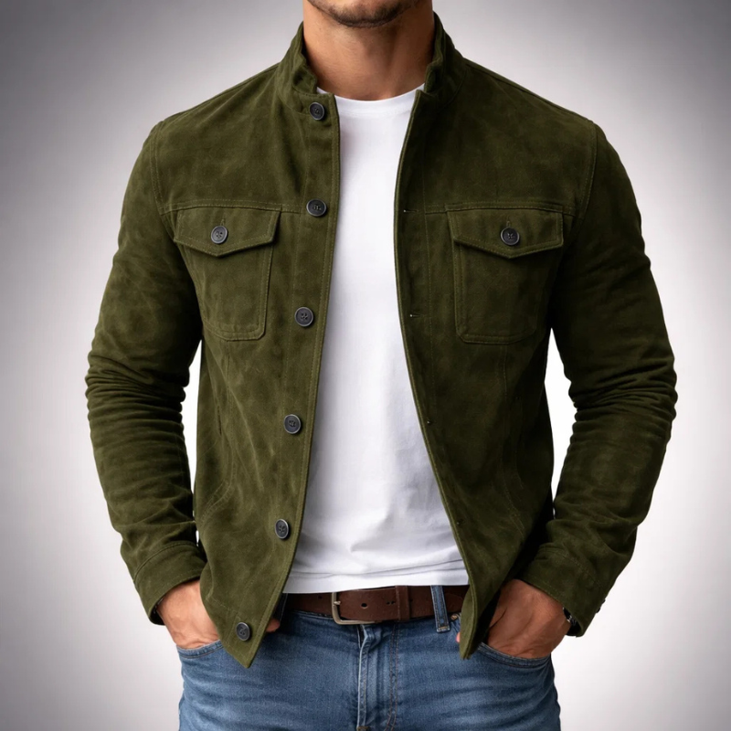 BUTTON FRONT HIGH COLLAR JACKET FOR MEN