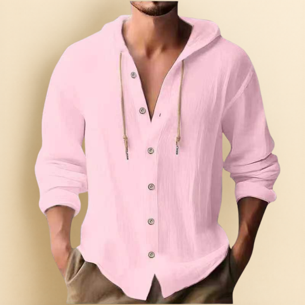 COTTON LINEN HOODIE SHIRT FOR MEN