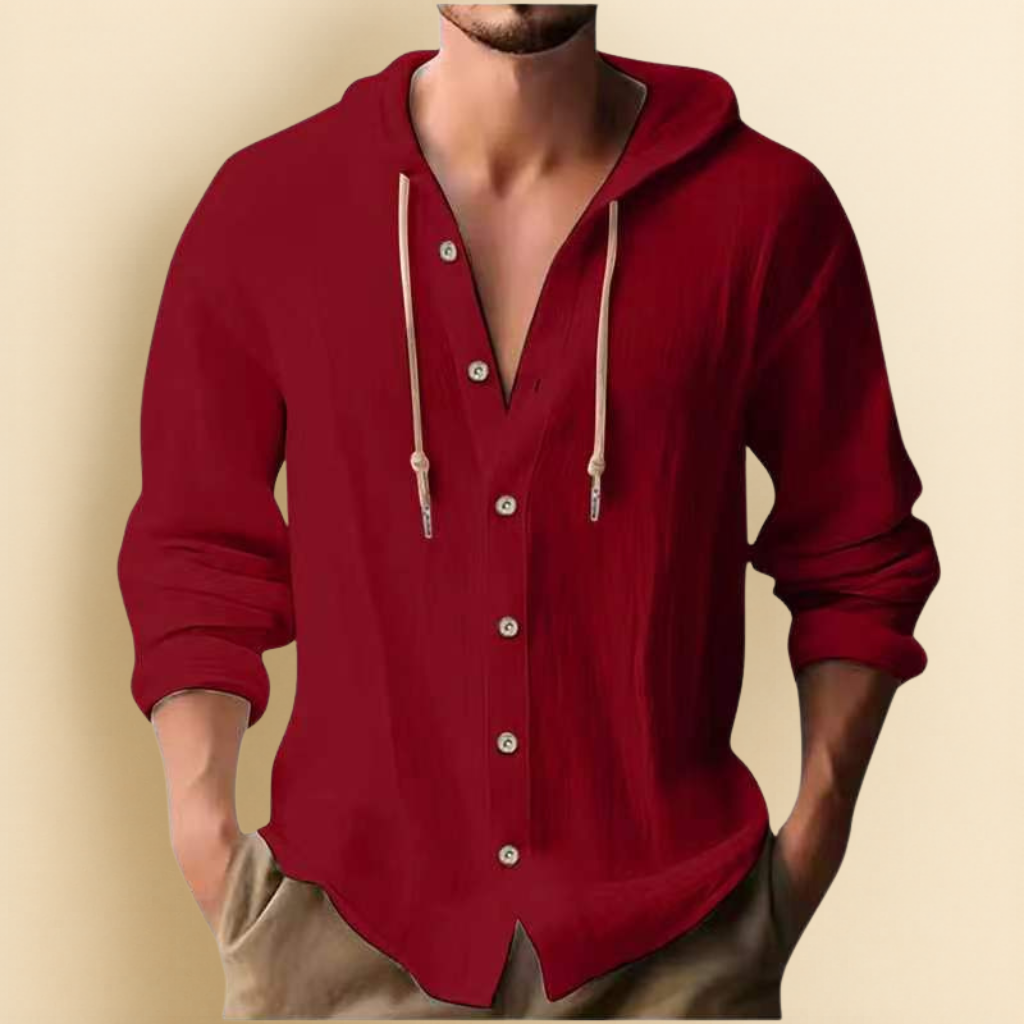 COTTON LINEN HOODIE SHIRT FOR MEN