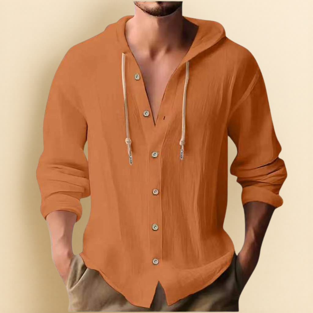COTTON LINEN HOODIE SHIRT FOR MEN