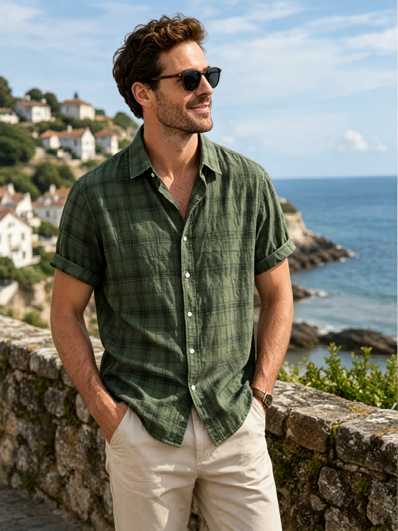 PLAID WOVEN SHIRT FOR MEN