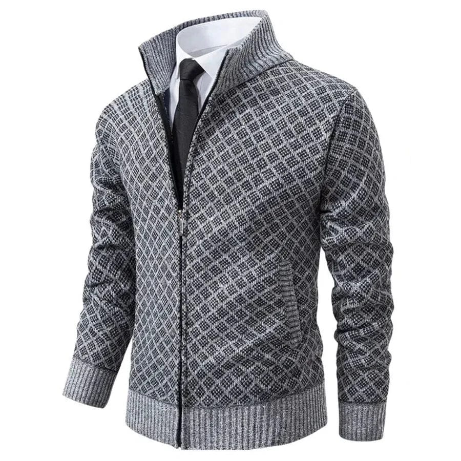 DIAMOND KNIT ZIP SWEATER FOR MEN