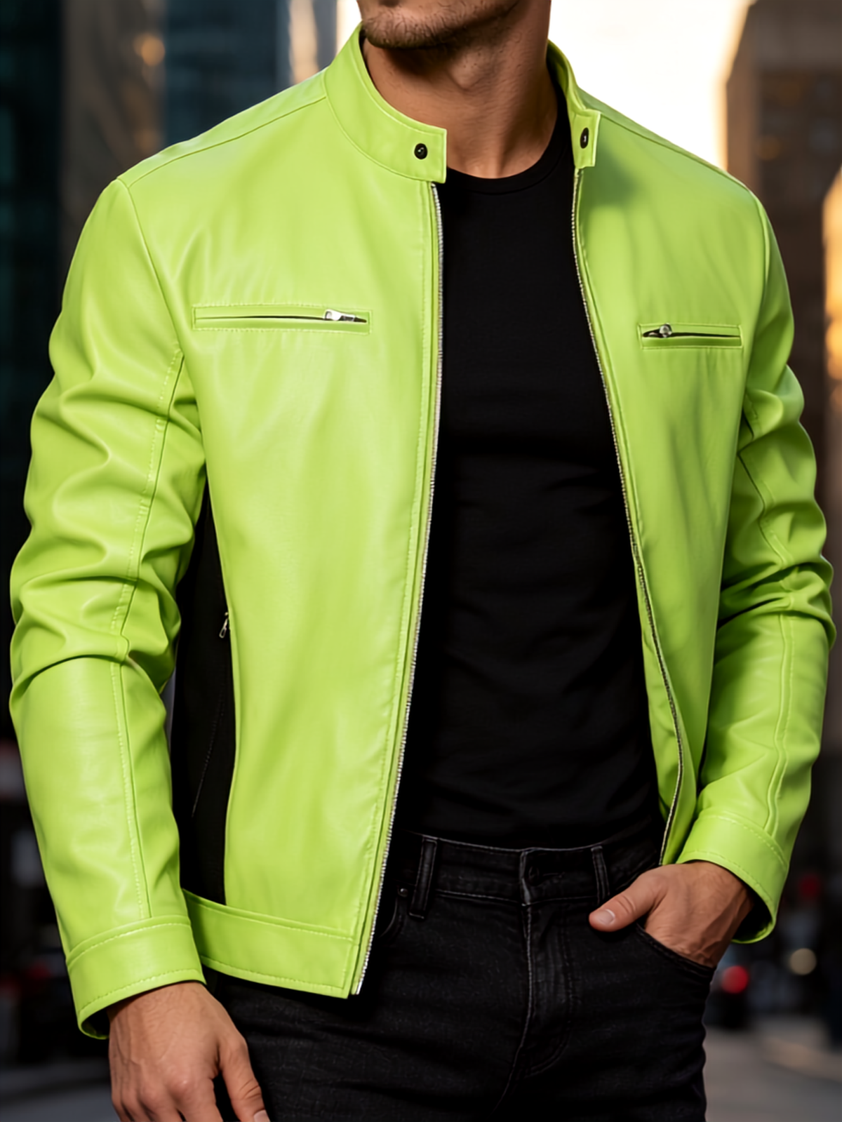 STAND COLLAR ZIP JACKET FOR MEN