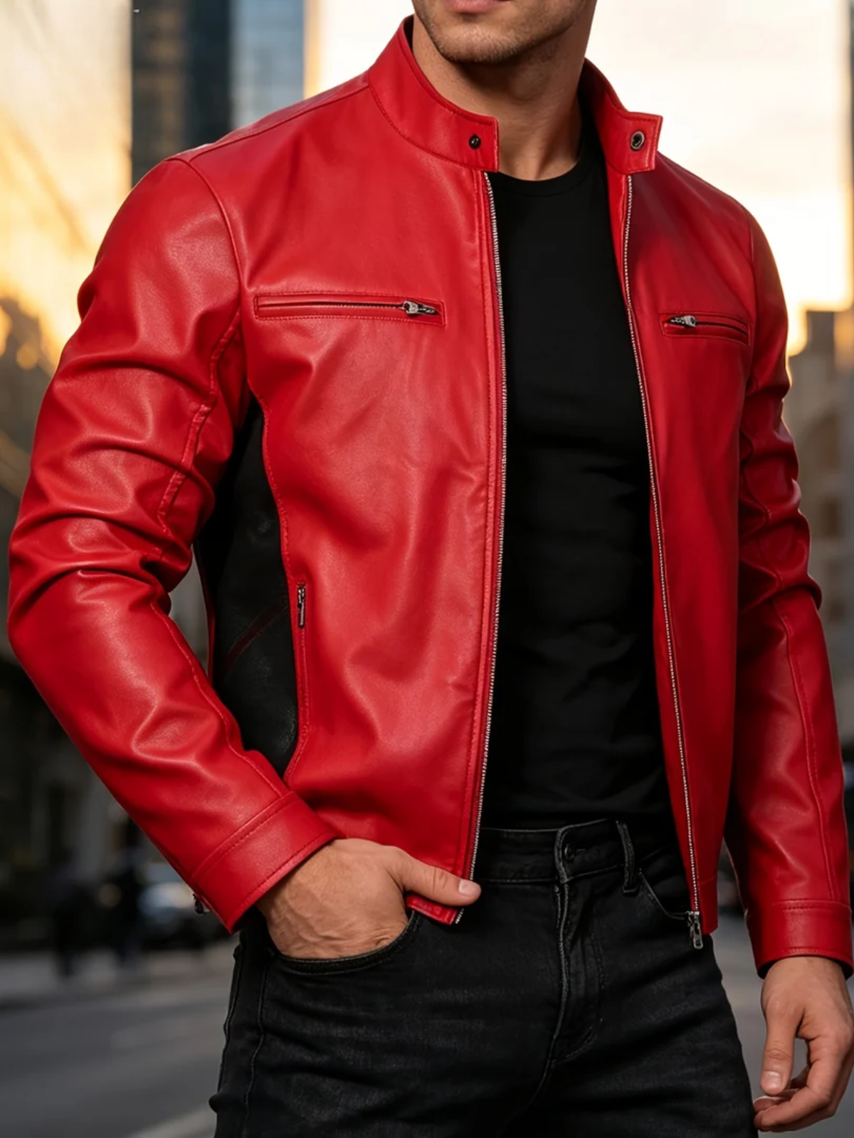 STAND COLLAR ZIP JACKET FOR MEN