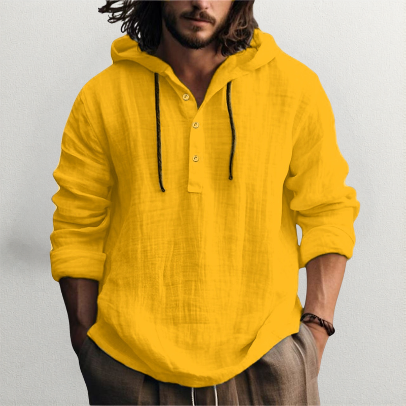 LINEN HOODED SHIRT FOR MEN
