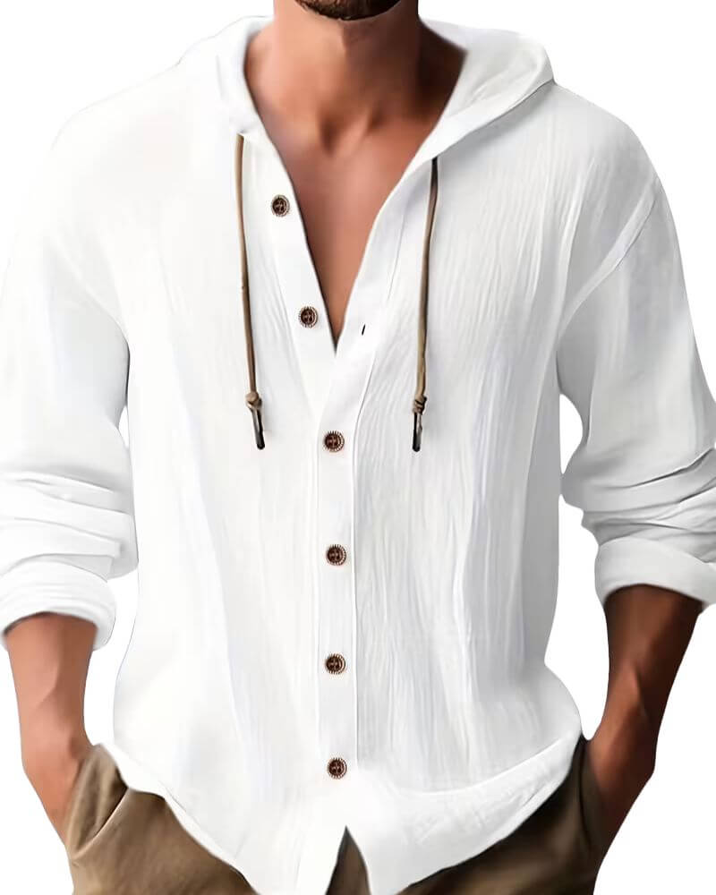 HOODED LONG SLEEVE SHIRT FOR MEN