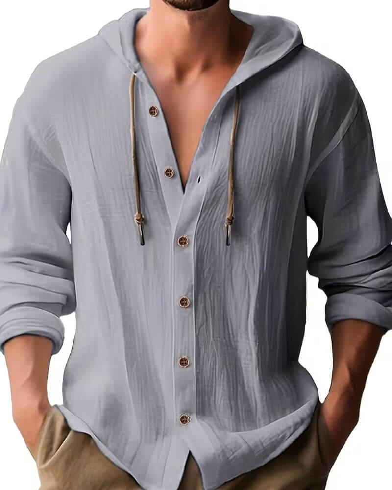 HOODED LONG SLEEVE SHIRT FOR MEN