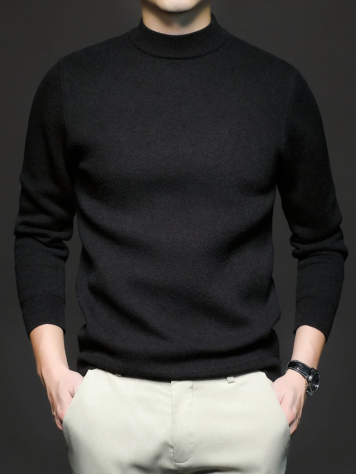 HIGH NECK KNIT PULLOVER FOR MEN
