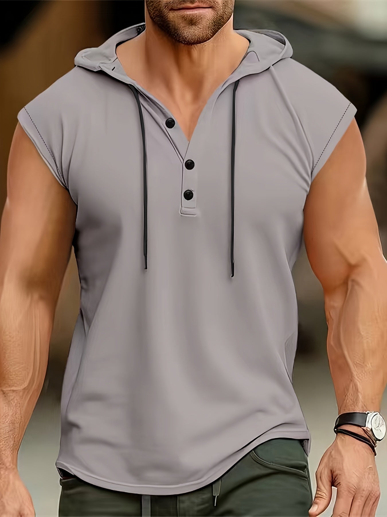 HOODED HENLEY SHIRT FOR MEN