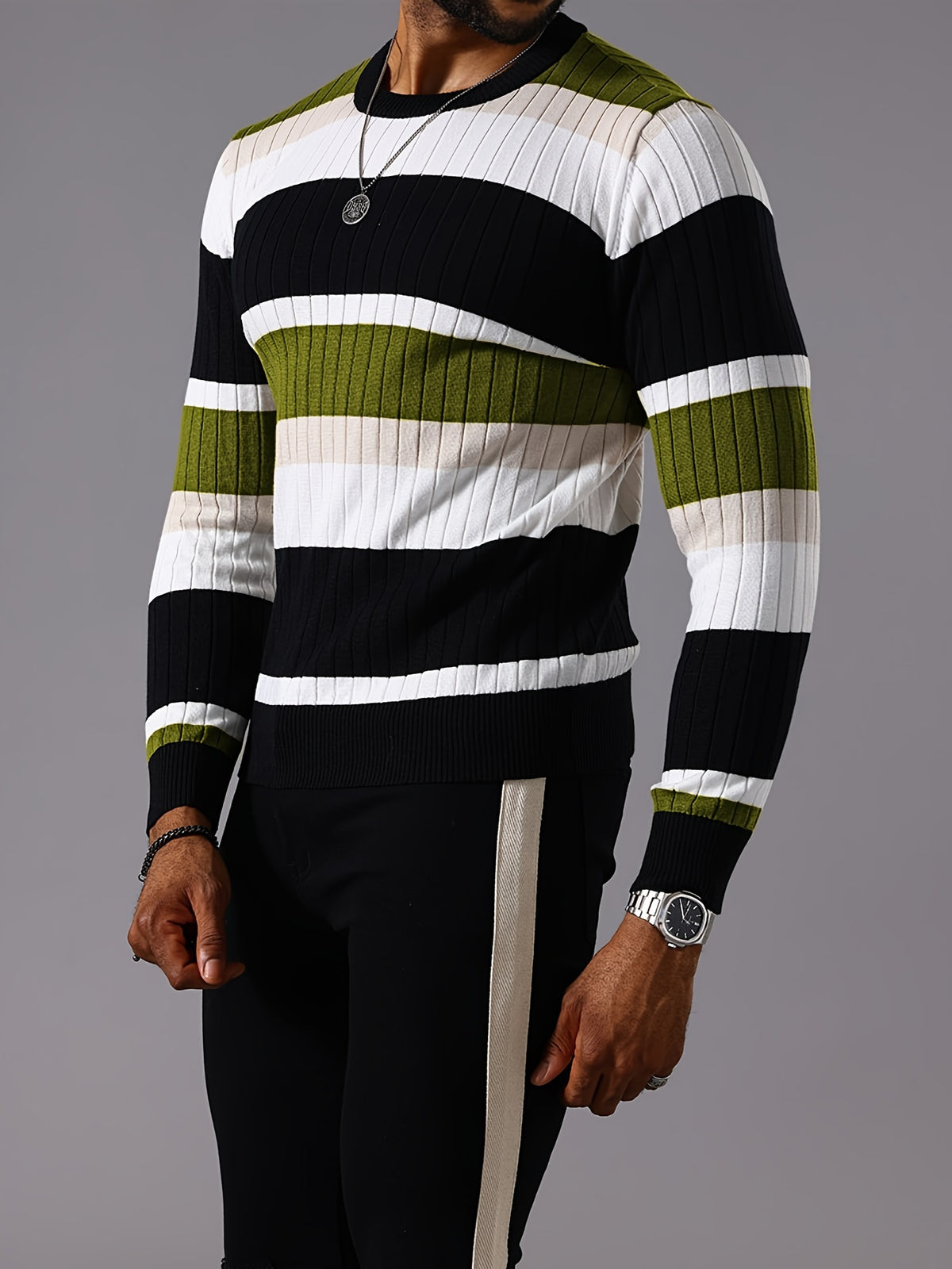 COLORBLOCK RIB-KNIT SWEATER FOR MEN