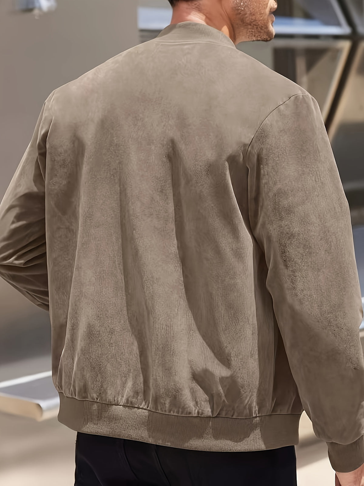 SOLID ZIP BOMBER JACKET FOR MEN
