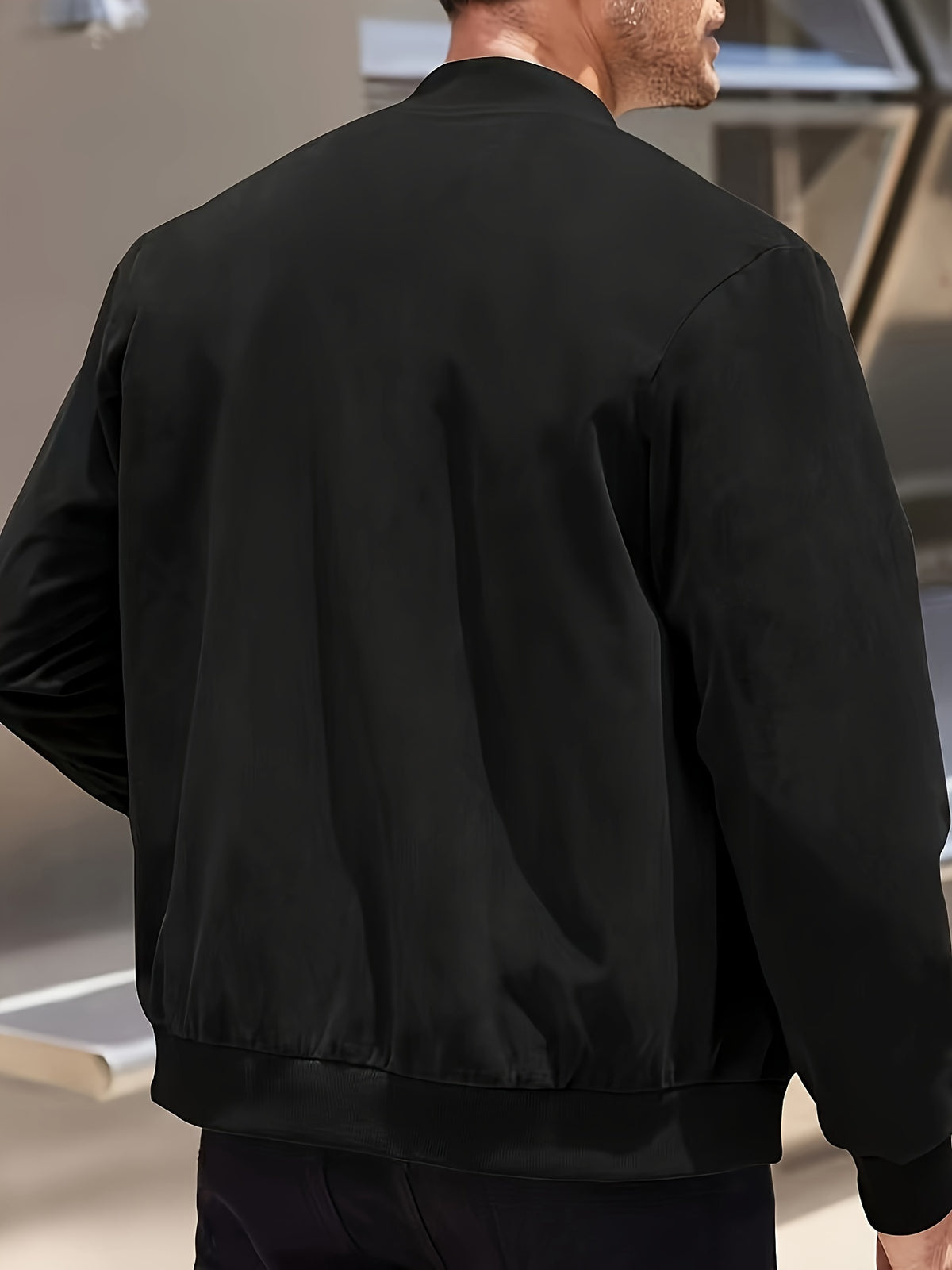 SOLID ZIP BOMBER JACKET FOR MEN