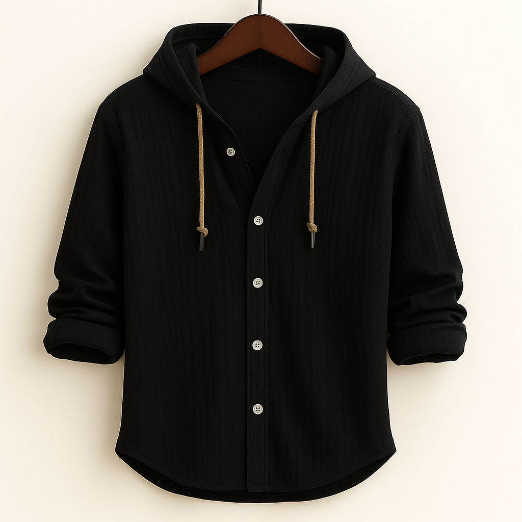 COTTON LINEN HOODIE SHIRT FOR MEN