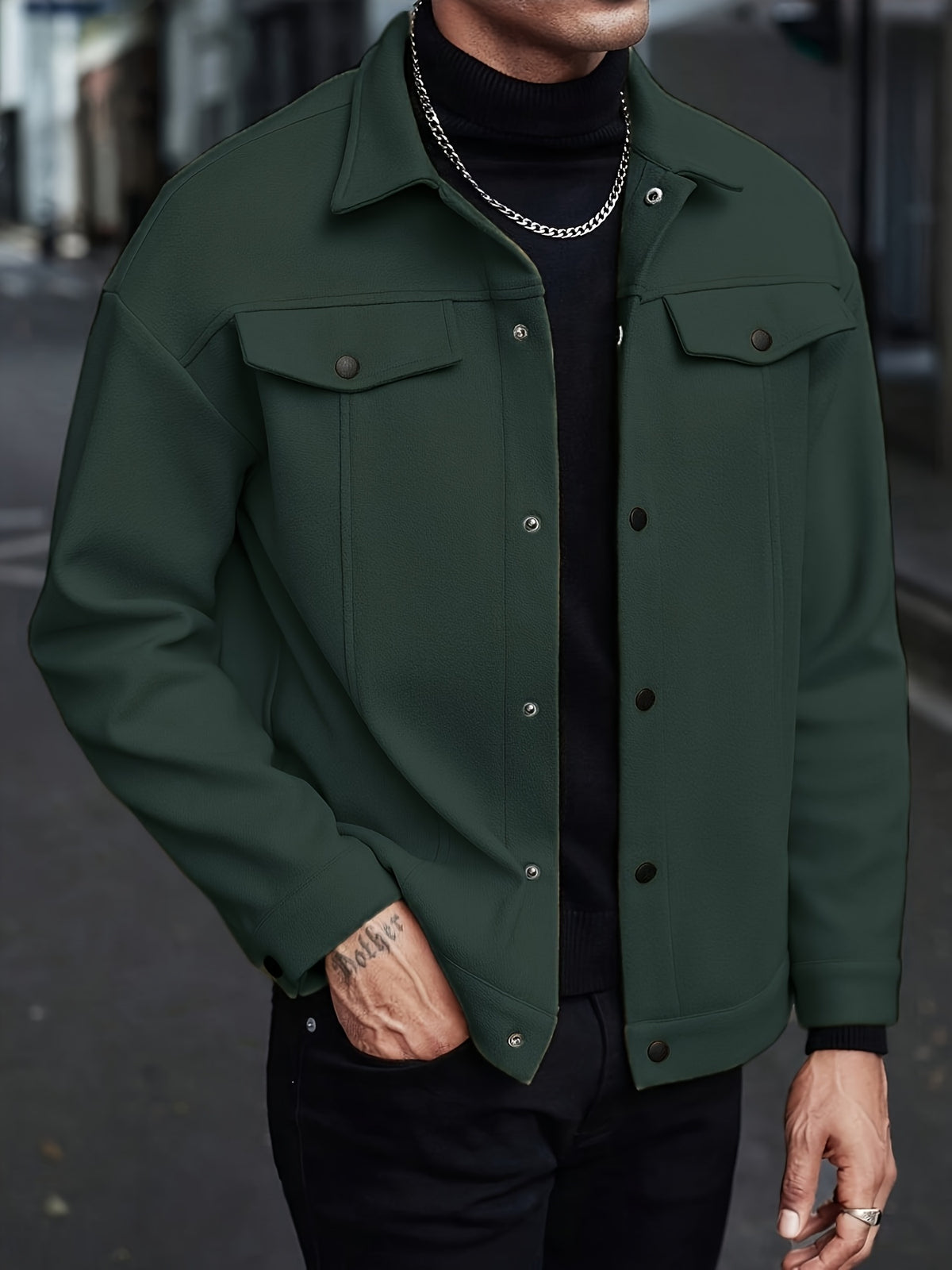 LAPEL POLYESTER JACKET FOR MEN