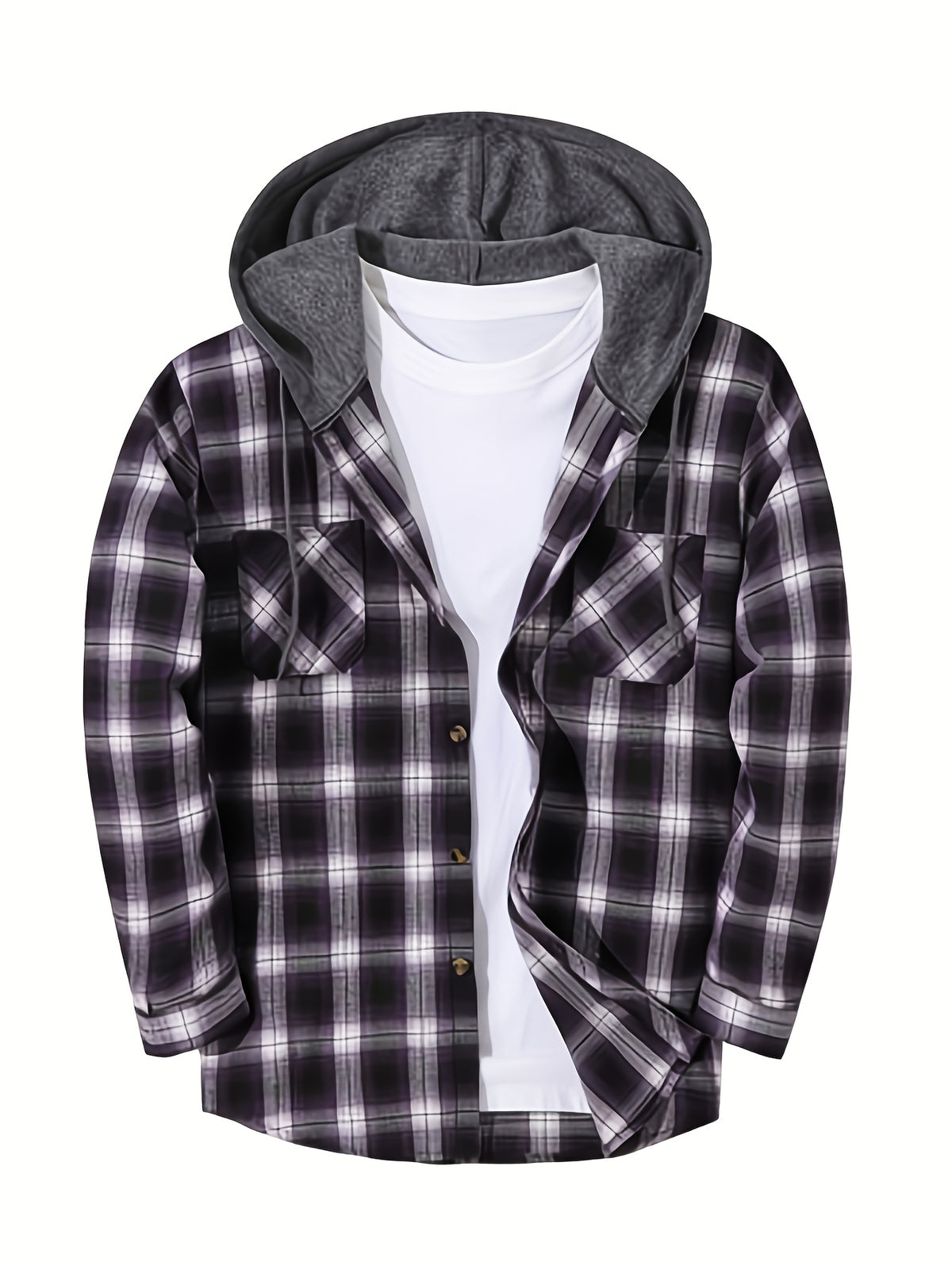 PLAID HOODED SWEATSHIRT FOR MEN