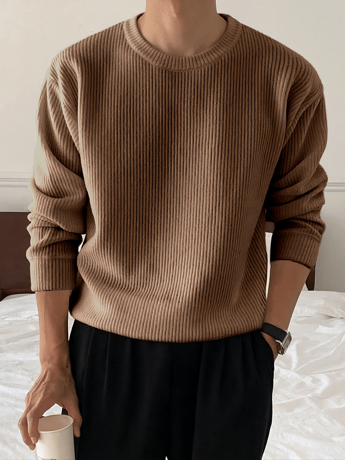TEXTURED KNIT SWEATER FOR MEN