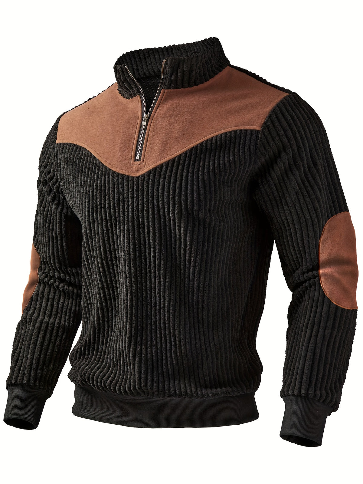 RIBBED HALF ZIP SWEATSHIRT FOR MEN