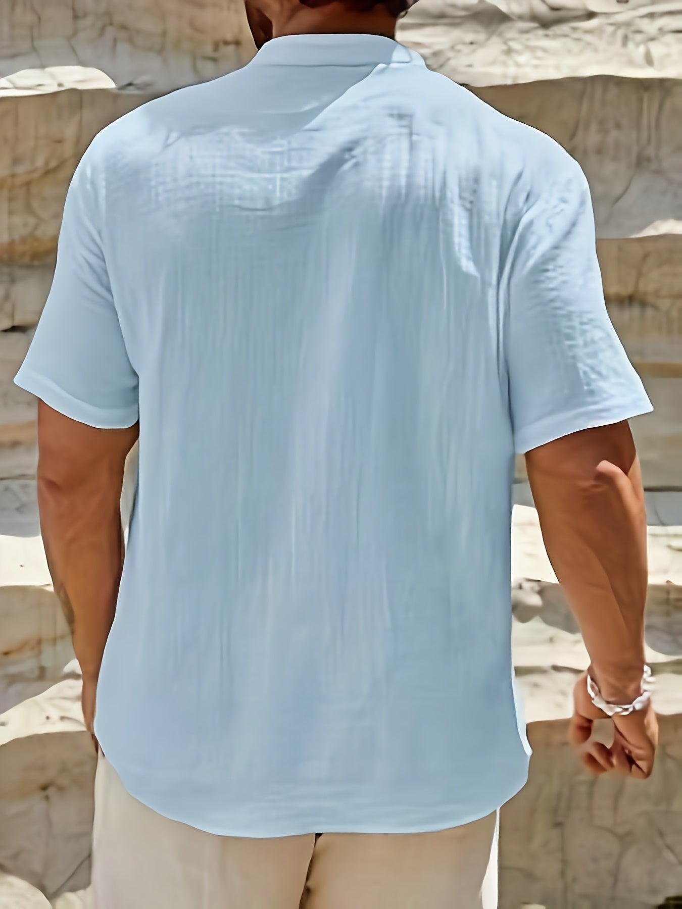LINEN V-NECK SHIRT FOR MEN
