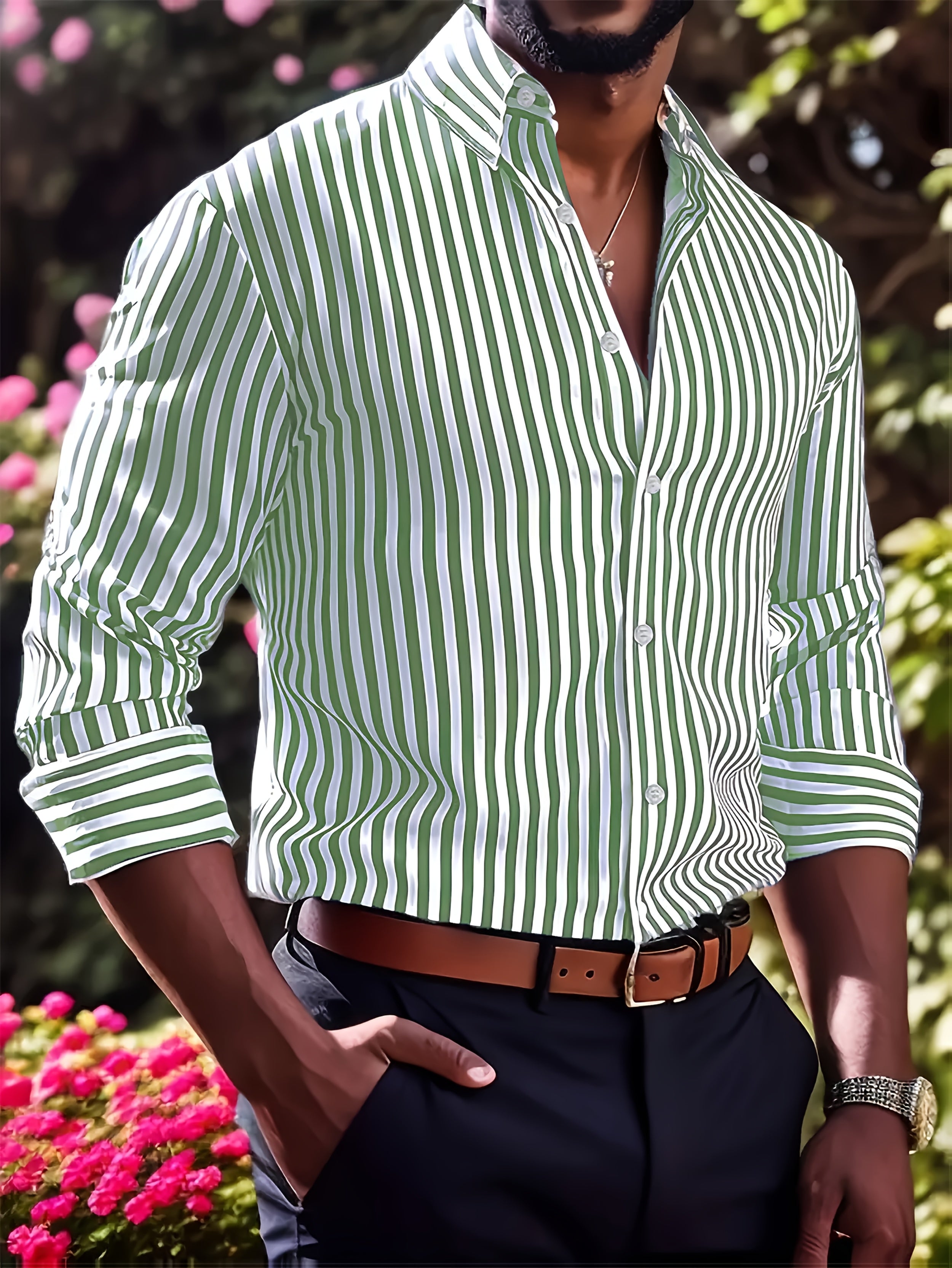 STRIPED LONG SLEEVE SHIRT FOR MEN