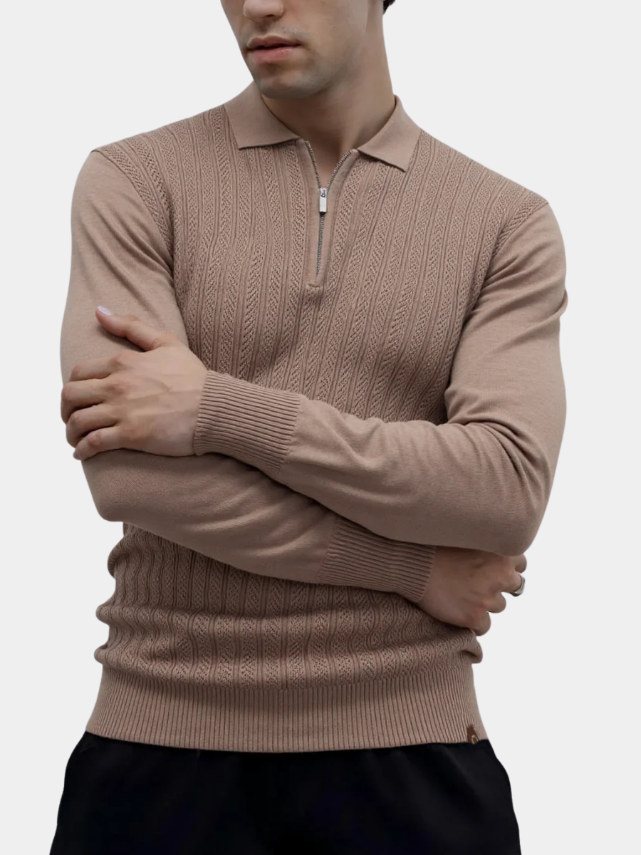 WENTWORTH LONDON | TEXTURED ZIPPER POLO FOR MEN