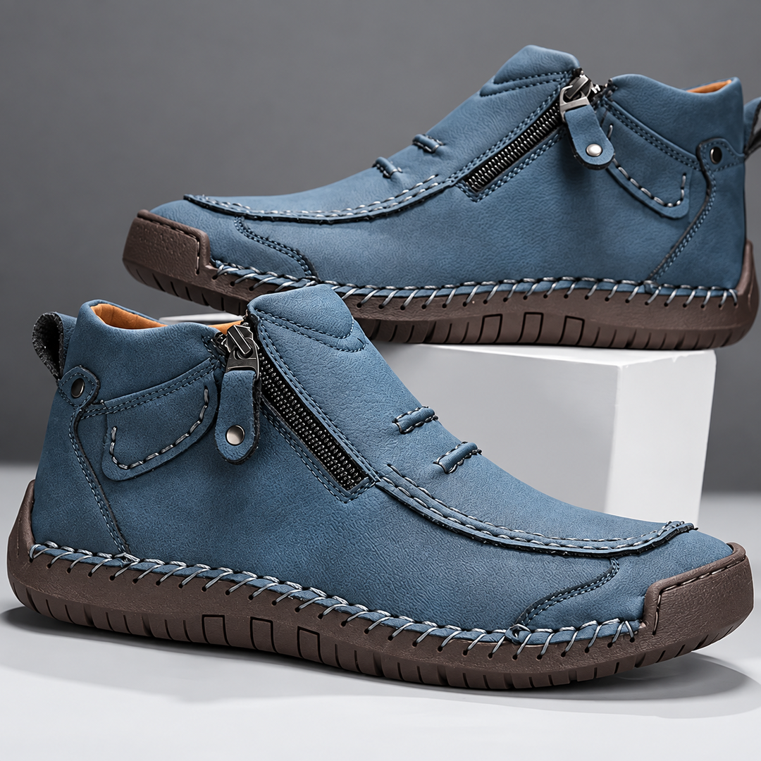 TEXTURED ANKLE ZIP BOOTS FOR MEN