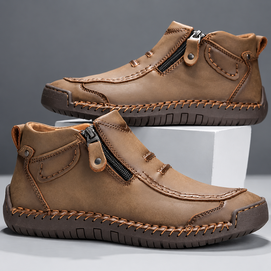 TEXTURED ANKLE ZIP BOOTS FOR MEN