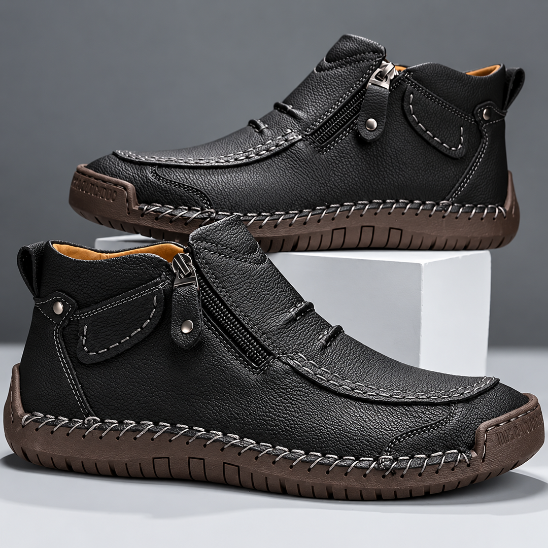 TEXTURED ANKLE ZIP BOOTS FOR MEN