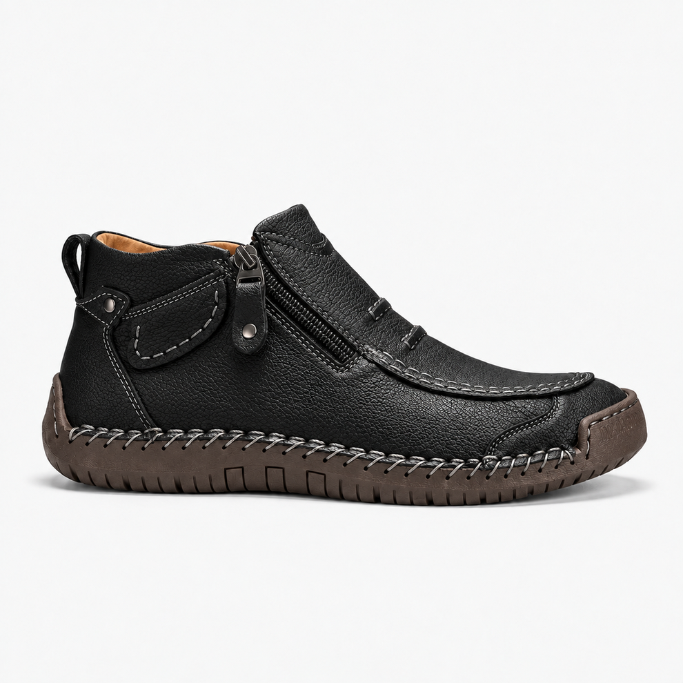 TEXTURED ANKLE ZIP BOOTS FOR MEN