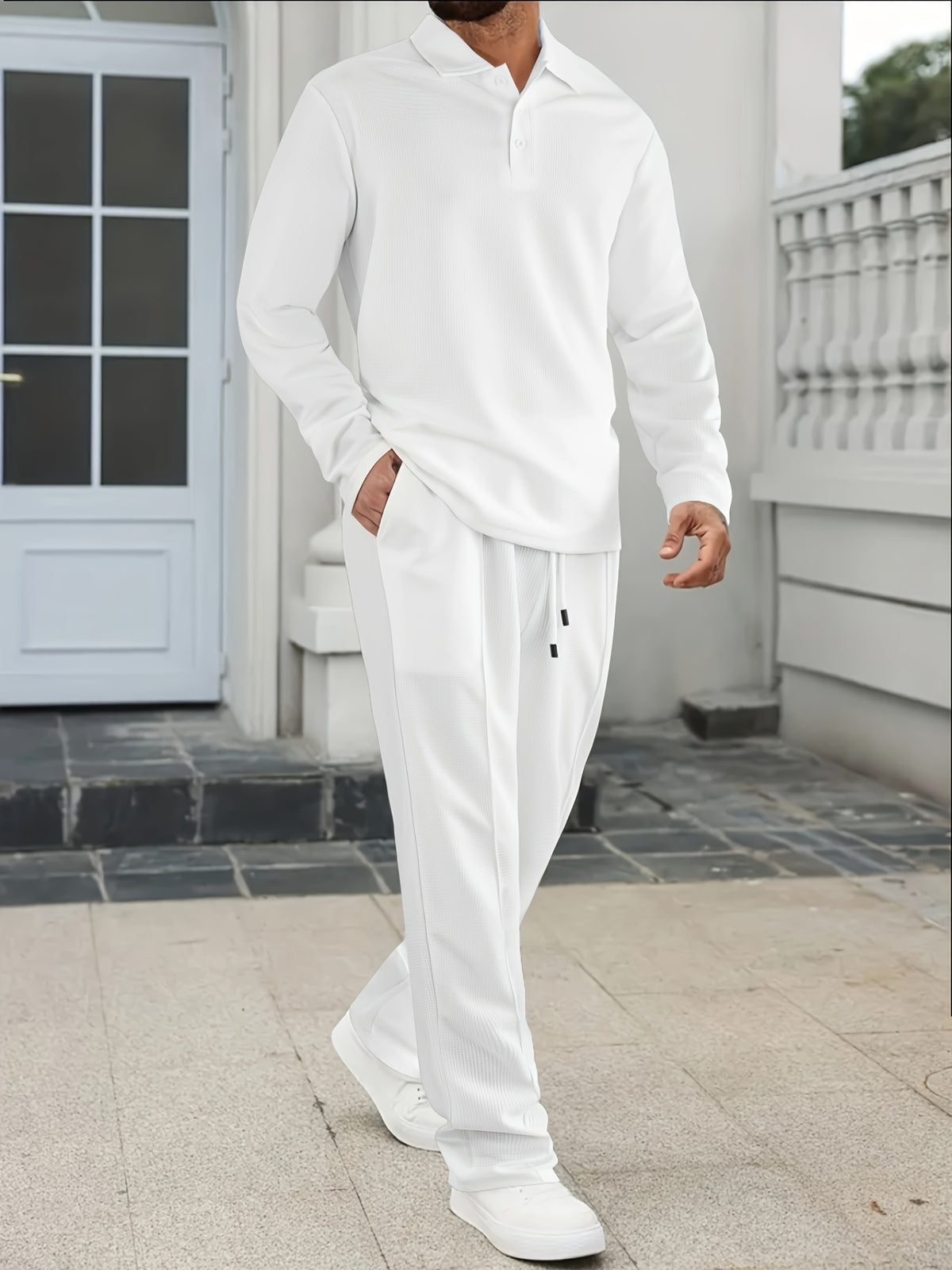 SOLID KNIT TWO-PIECE SET FOR MEN