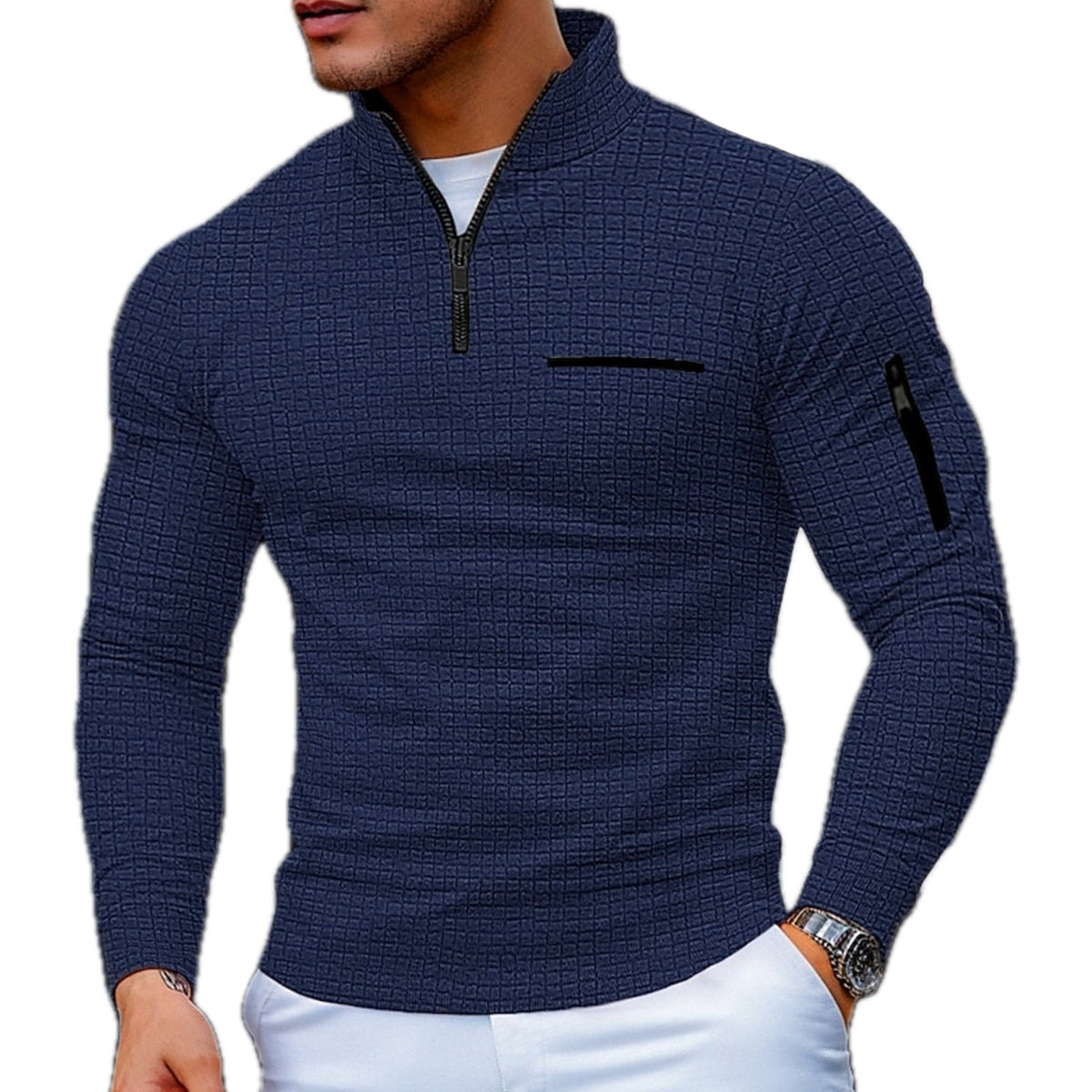 COLOUR BLOCK HALF ZIP SWEATER FOR MEN