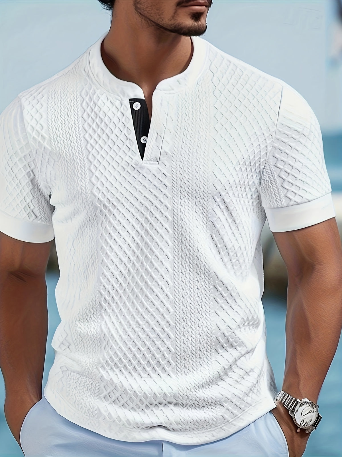 COLOUR BLOCK KNIT SHIRT FOR MEN